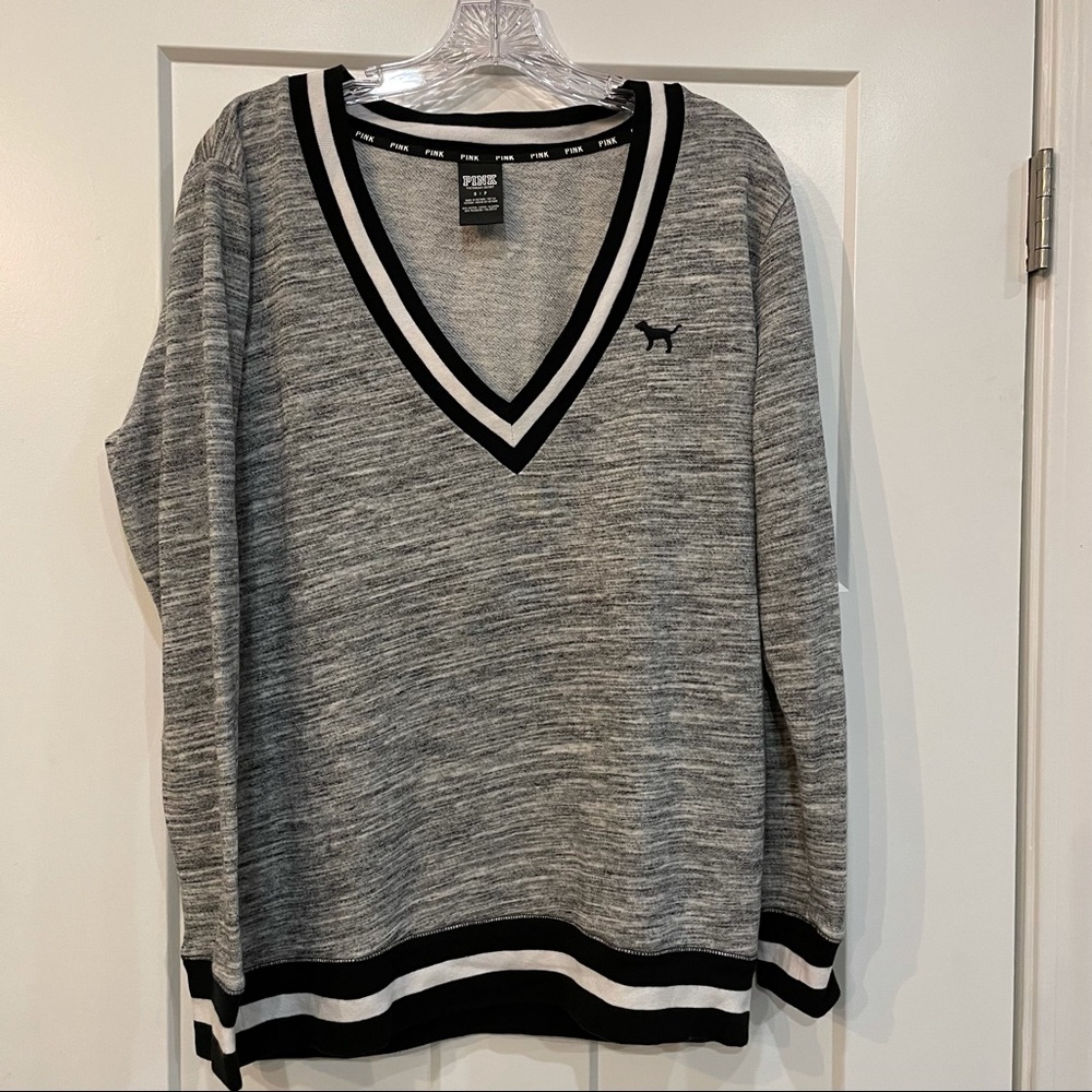 NWOT PINK Grey VNeck Sweatshirt